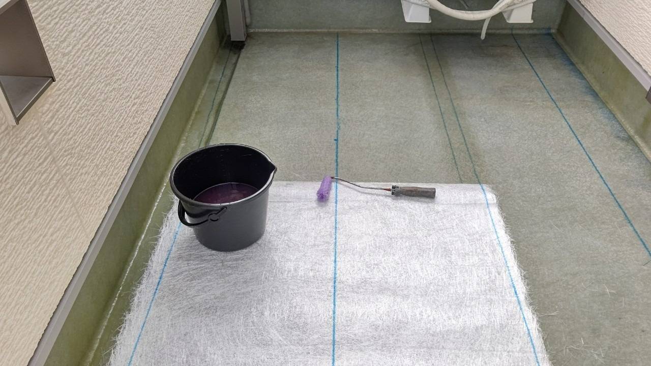 木造住宅 ベランダのFRP防水 工事写真