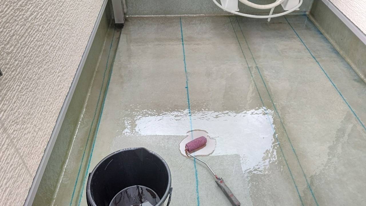 木造住宅 ベランダのFRP防水 工事写真