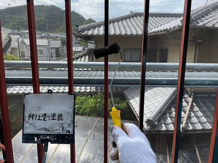 バルコニー ウレタン防水工事と手摺り塗装工事 工事写真