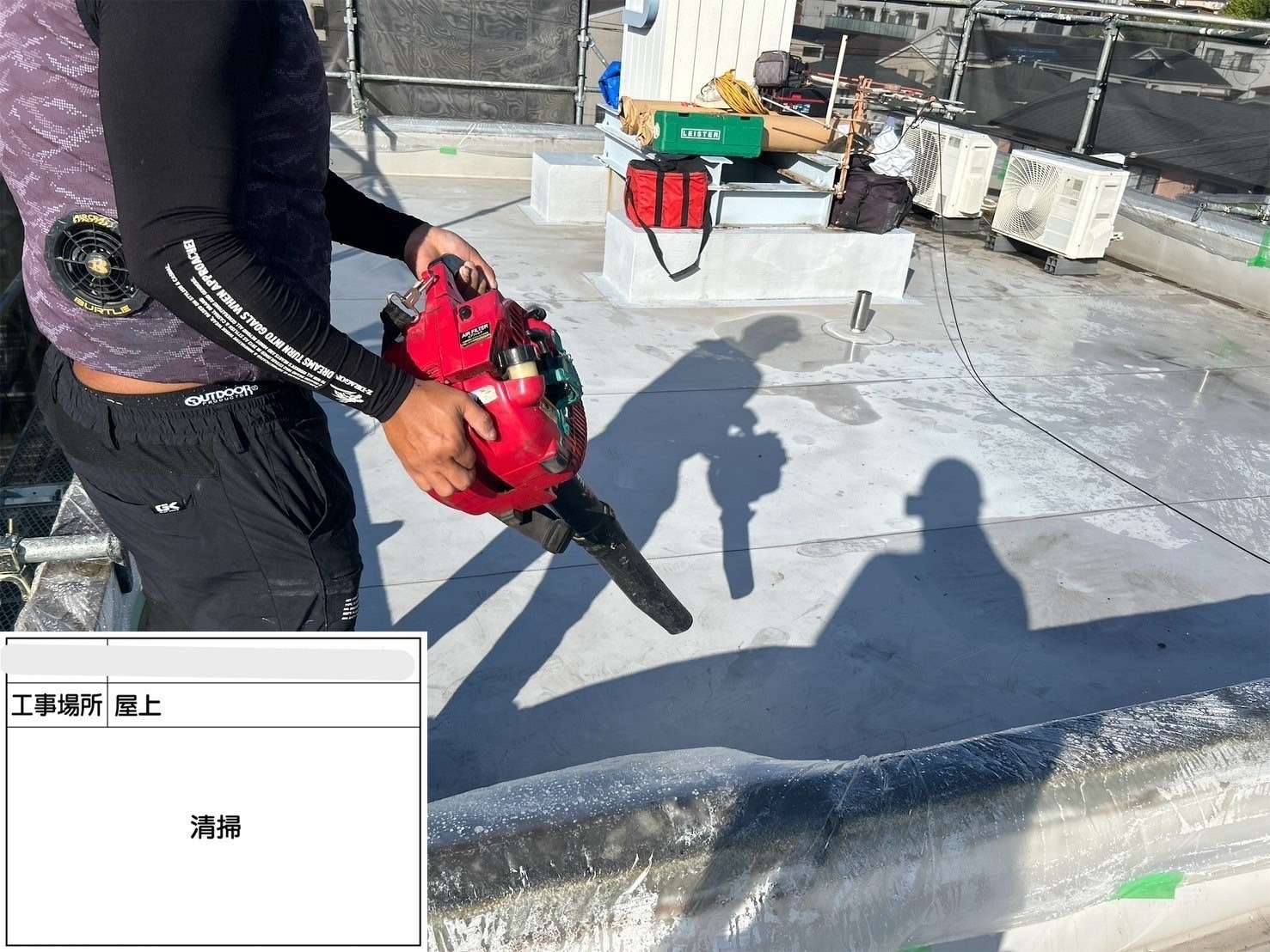 吹田市 会社ビル屋上塩ビシート防水工事 工事写真