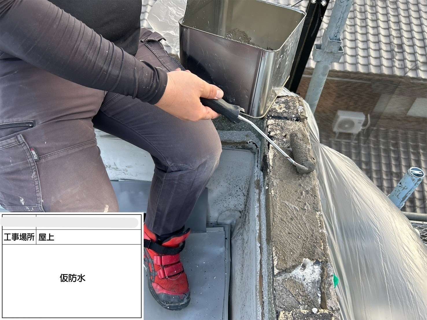 吹田市 会社ビル屋上塩ビシート防水工事 工事写真