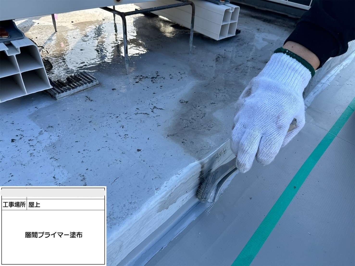吹田市 会社ビル屋上塩ビシート防水工事 工事写真