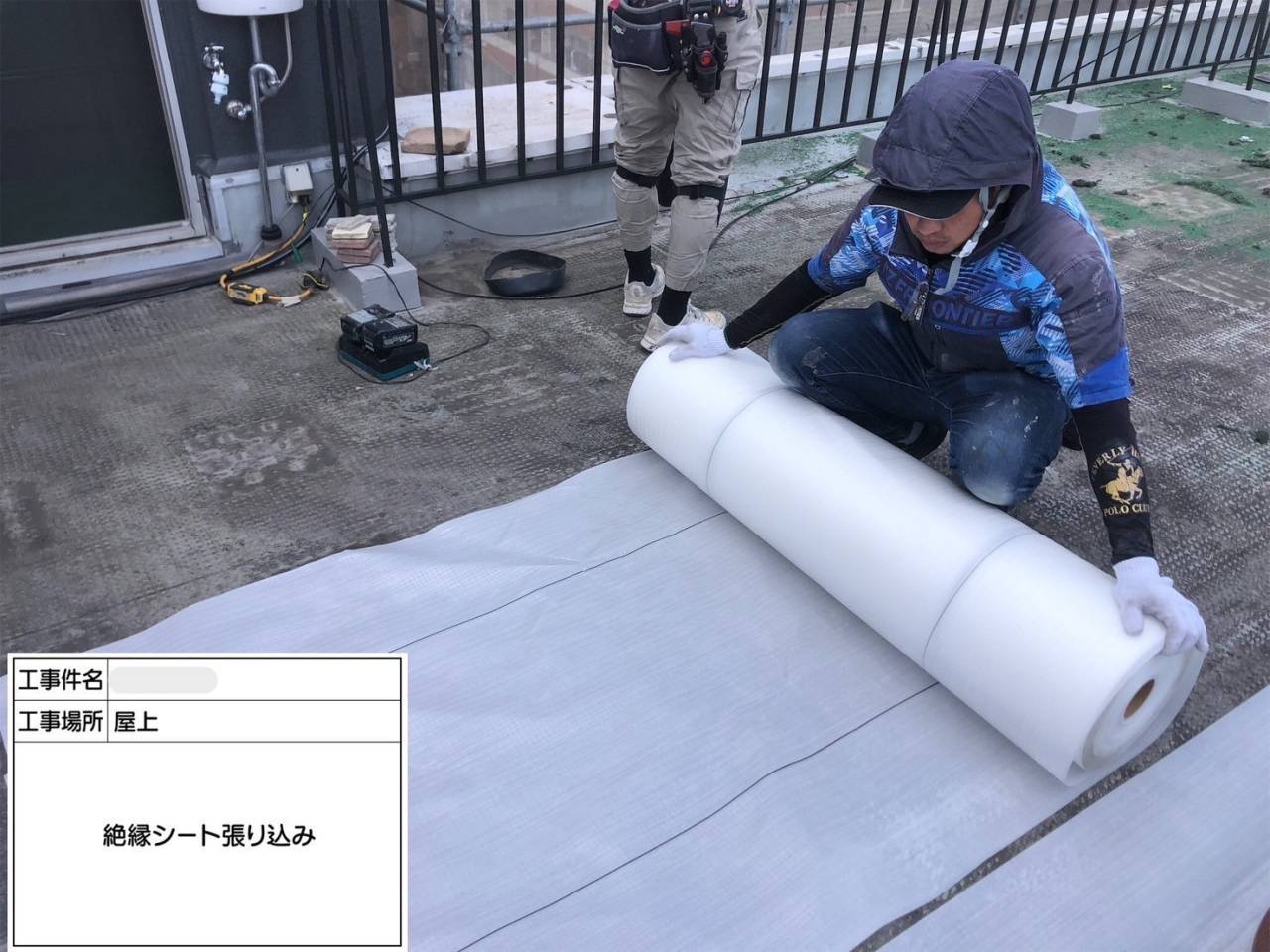 平野区 屋上・塔屋 塩ビシート、ウレタン複合防水工事 工事写真